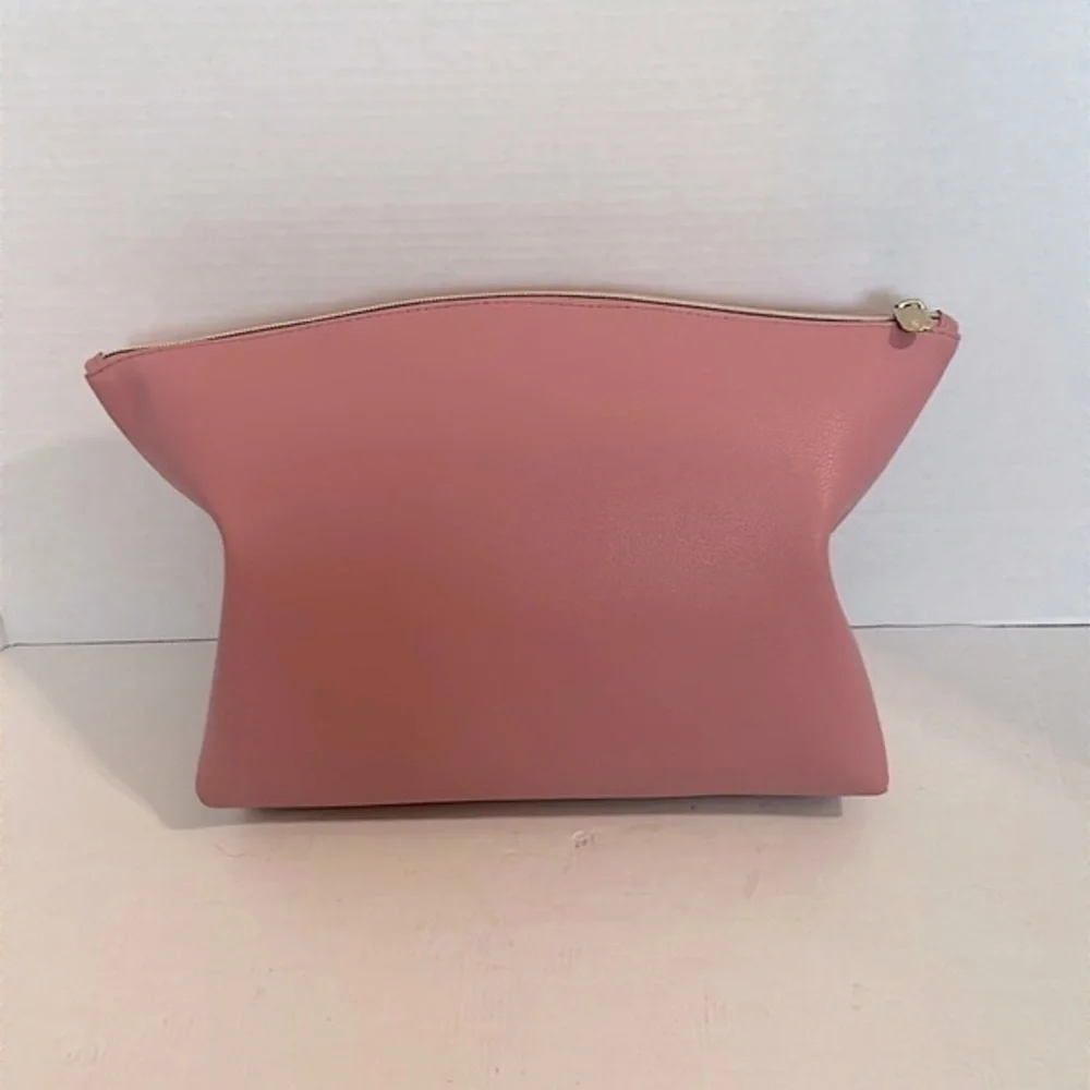 Sonia Kashuk large cosmetics bag pink faux leather NWT